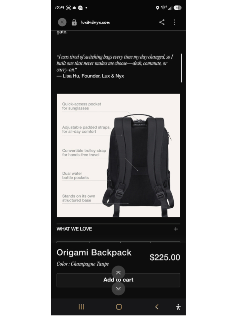 NWT Lux & Nyx Daily Origami Backpack 16" Laptop Bag Ultra Matte Champagne - Picture 14 of 15
